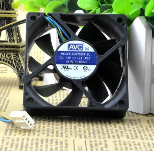 AVC DA07020T12U 70 * 70 * 20 12V 0.7A 7cm 4 와이어 온도 제어 큰 풍량 CPU 섀시 팬