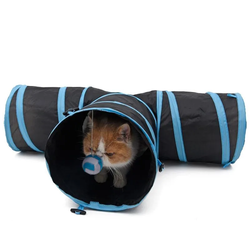 Tunnel pour chat de compagnie en plein air arctique 3 voies en forme de Y pliable Kitty lapin jouer jouet J00034