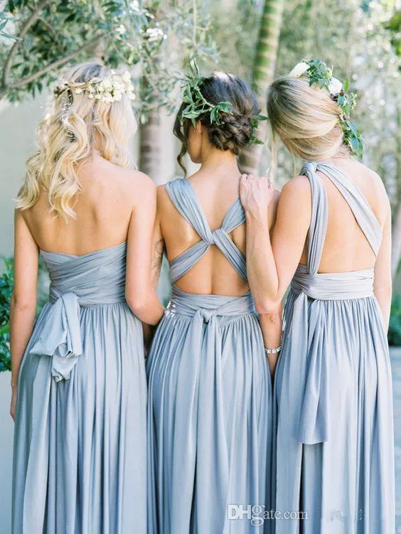 Mix&Match Convertible Dress A Line Multi 8 ways Bridesmaid Dresses Country Wedding Beach Bridal Dresses Chiffon Gowns Party Dresses Custom