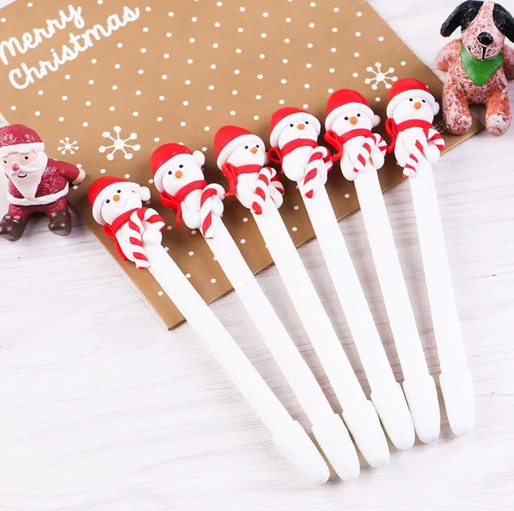 Cute Christmas Snowman Ceramic Ball Pen crutches Cartoon Christmas Santa Claus Ballpoint Office School Stationery