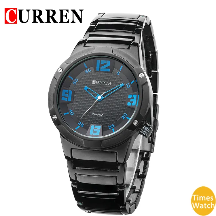 Curren 8111 Fashion Watch Auto Date Display schwarz Edelstahl Vollstahlgurt Relogio Männliche Uhr Männer Armbanduhr Quarz Sport Relojes Relojes