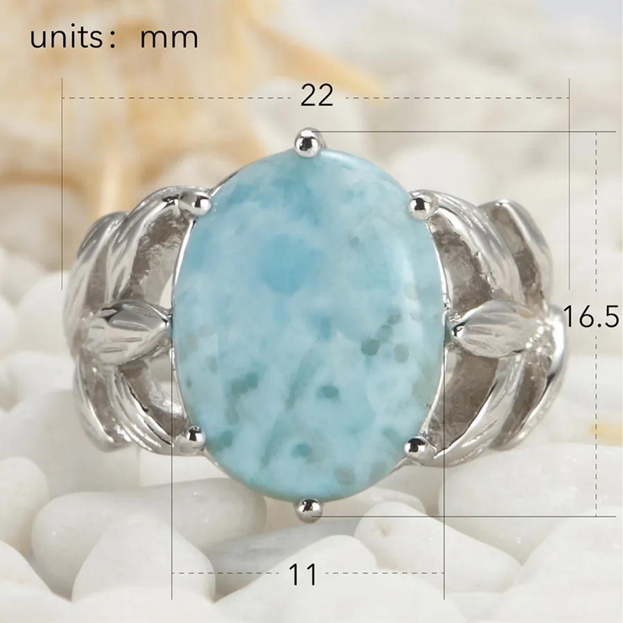 Larimar and White Cubic Zirconia 925 sterling silver jewelry Ring SS--3801 Size #6 7 8 9 Promotion Rave reviews Noble Generous New pattern