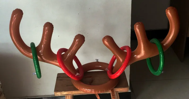 Jeu De Lancer D'anneaux Sur Bois De Renne - 2 Bandeaux + 8 Anneaux, Jeu De Noël Intérieur/extérieur - 11