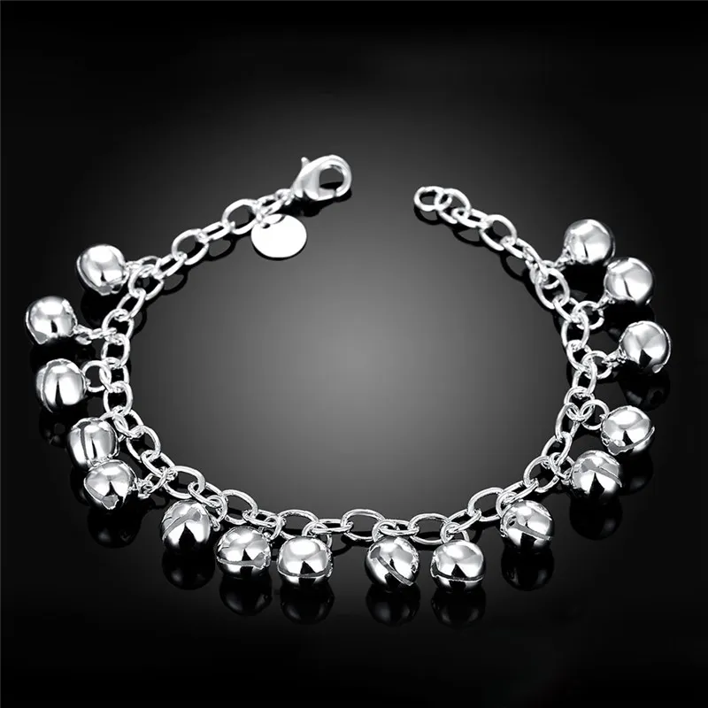 Bell Charm Armband Plated 925 Sterling Silver Smycken Mode Härlig Födelsedag Presentkvinna Jingling Bangles Hot 