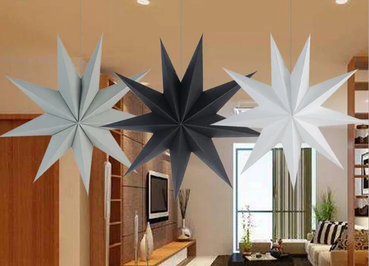 30cm ,45 cm 60 cm Nine Angles Paper Star Home Decoration Tissue Paper Star Lantern Hanging Stars For Christmas Party Decoration KD1