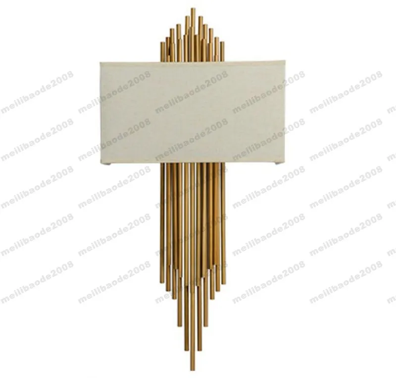 Novo E14 * 2 Metal Tubulação de Cobre Lâmpada de Parede Luminária Lâmpadas de cabeceira Luzes de cabeceira para casa Decorative Wall Sconce H95CM * W45cm Myy