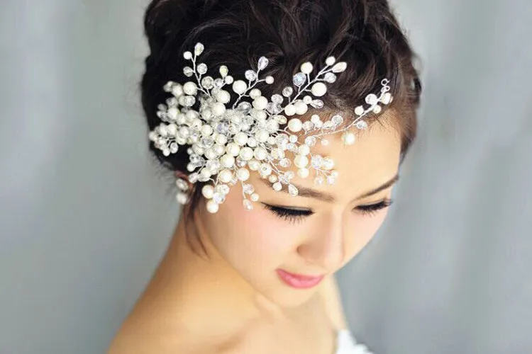 Accessori capelli da sposa sposa sposato coreano testa di fiore fiore fatto a mano copricapo di perline di cristallo sposato pettine di perle