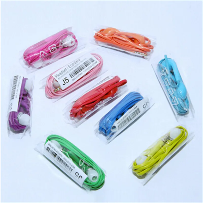 Colorful J5 Earphones 3.5mm In Ear Headphone Stereo Headset With Mic and Remote Volume Control For Samsung Galaxy S3 S4 S5