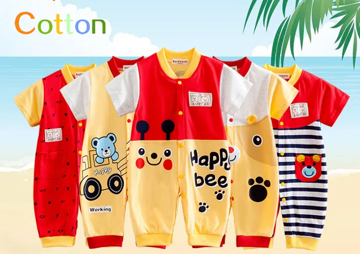 New Toddler Short Sleeve 2016 Baby One-Piece Romper Mandarin Collar 100% algodón Envío gratuito Ropa para niños baratos 8 Estilos Precio al por mayor