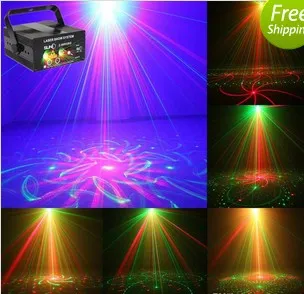 Club Bar LED Effects Lights RG Laser BLUE LED Stage Lighting DJ Home Party 5 Lens 120 Patterns show Professional Projector Light Disco