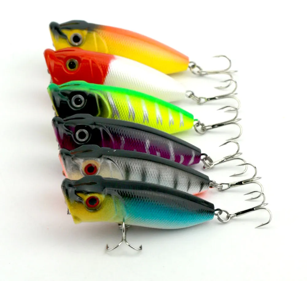 HENGJIA 65mm Popper Plastic Hard Bait Artificial lures Fishing Lures 6.5CM 11.8G 6# hook fishing tackle