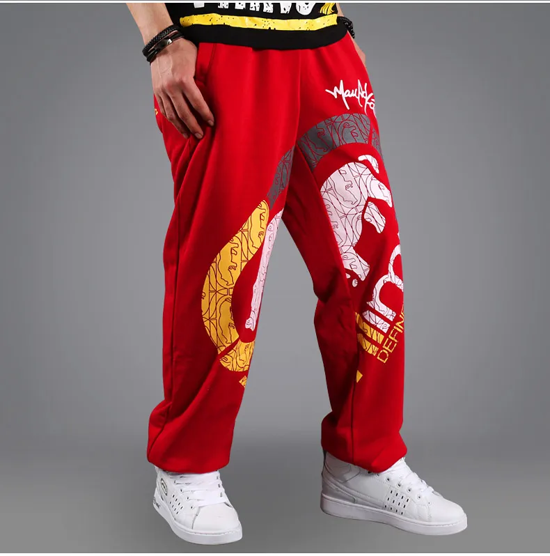 Pantalones de Hip Hop de los hombres de la manera al por mayor del pat n Rap deporte Parkour pantalones flojos ocasionales de los muchachos de los
