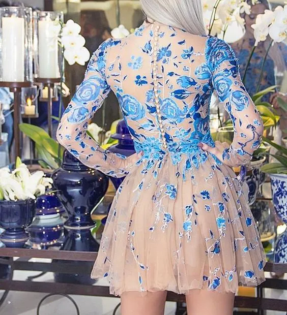 Mini Tulle Party Dress Short/Mini A-Line Jewel Neck Long Sleeve Covered  Button Back from Dhgate Party Dresses - price 50.36