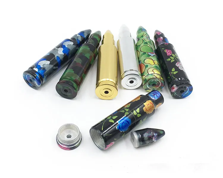 Couleurs entières Bullets en aluminium métallique Fumer Pipe Mini Creative et Pruisible Cartouche Tobacco Herb Pipes Shisha Hookah Sneak6150270