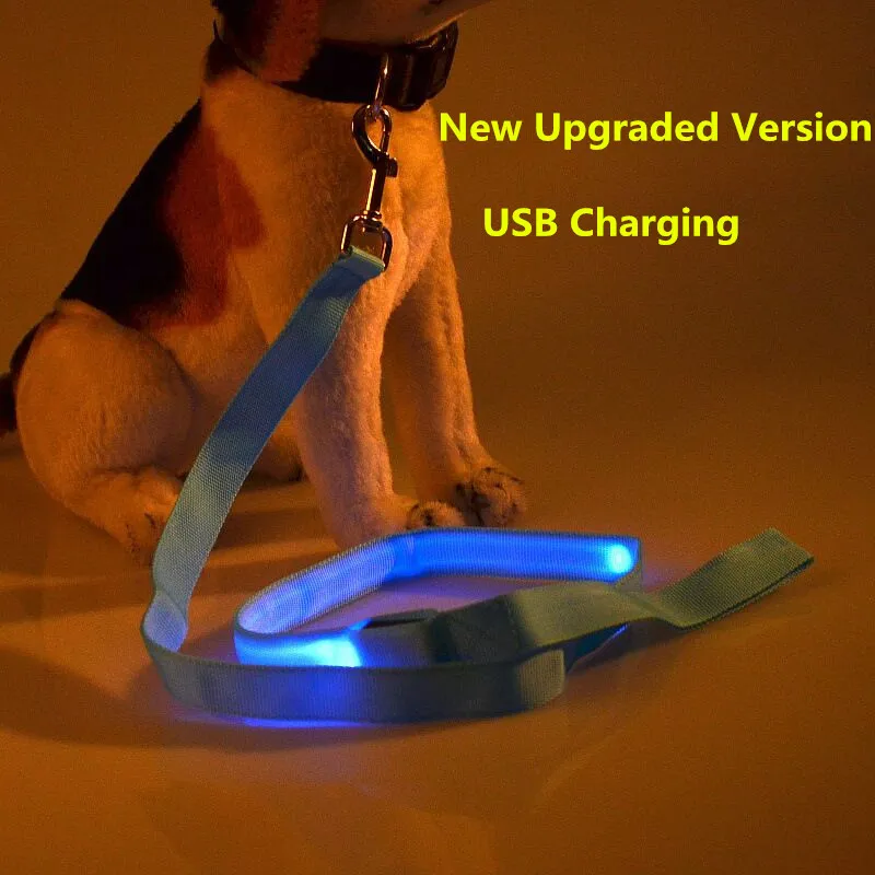 E21 usb rechargeable pet dog Leashes /w led light dog Pull strap for dogs cats 120cm length