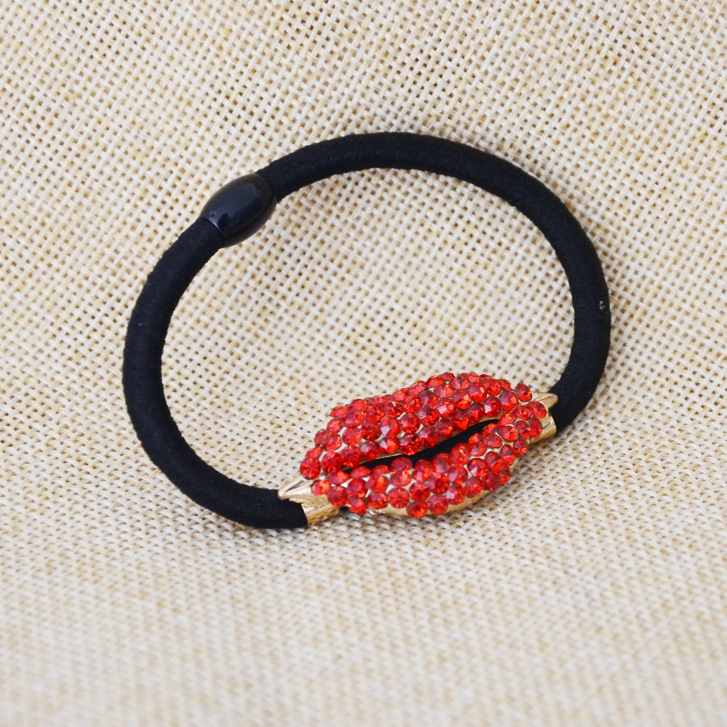 Vendite calde Moda Coreana Cute Girls Hair Clip Full Red Strass Lip Fasce capelli Accessori capelli Corda le donne DHF422