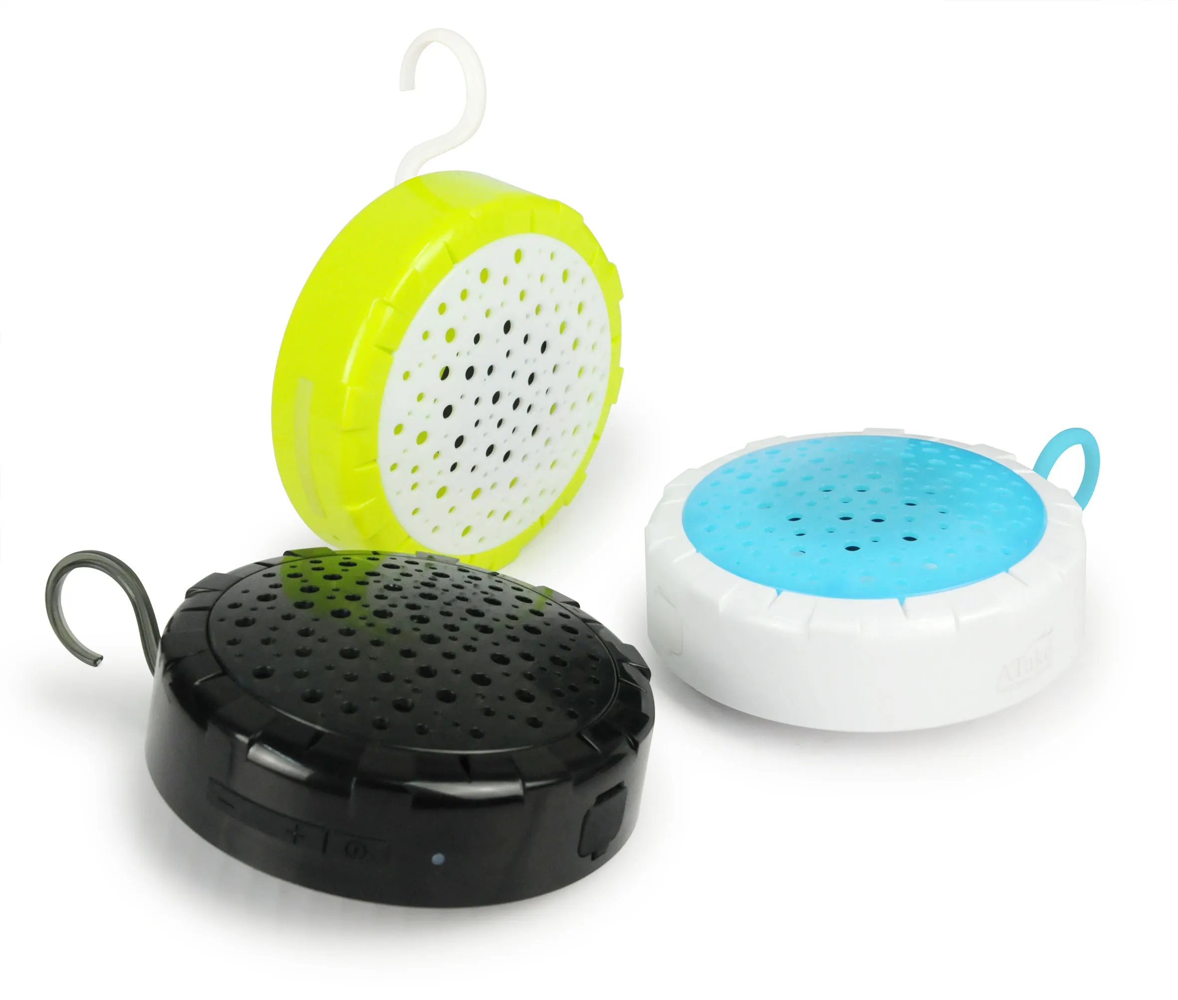 Atake Haut-parleur Bluetooth de douche sans fil étanche IPX6 avec capuchon de suspension à crochet, caisson de basses sans fil Bluetooth pour douche anti-éclaboussures