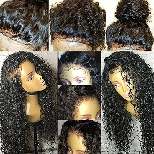 Parrucca frontale in pizzo 360 prepizzicata con nodi di capelli decolorati densità 130% donne nere afro crespi ricci senza colla remy DIVA1