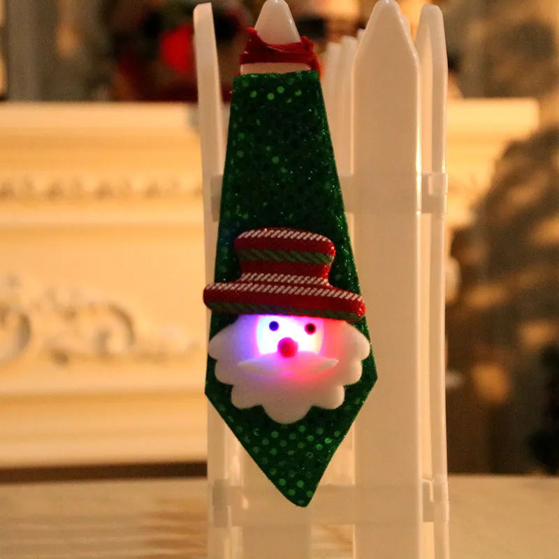 LED Christmas decoration child neck tie 20*8cm sequin necktie X-mas necktie kid Tie for Christmas gift