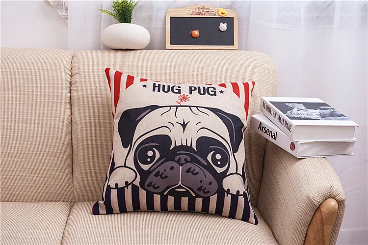 Multi-stijl linnen katoen kussenslopen zachte en comfortabele home decor kussenhoezen vogel knuffel Pug kussenslopen