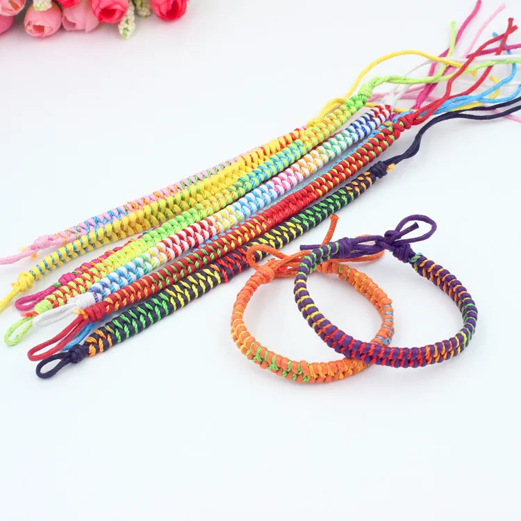 Brazalete de marca bohemio de 10 colores, pulsera de algodón tejido, pulsera de amistad, cuerda tejida, pulseras de amistad para Friends305S