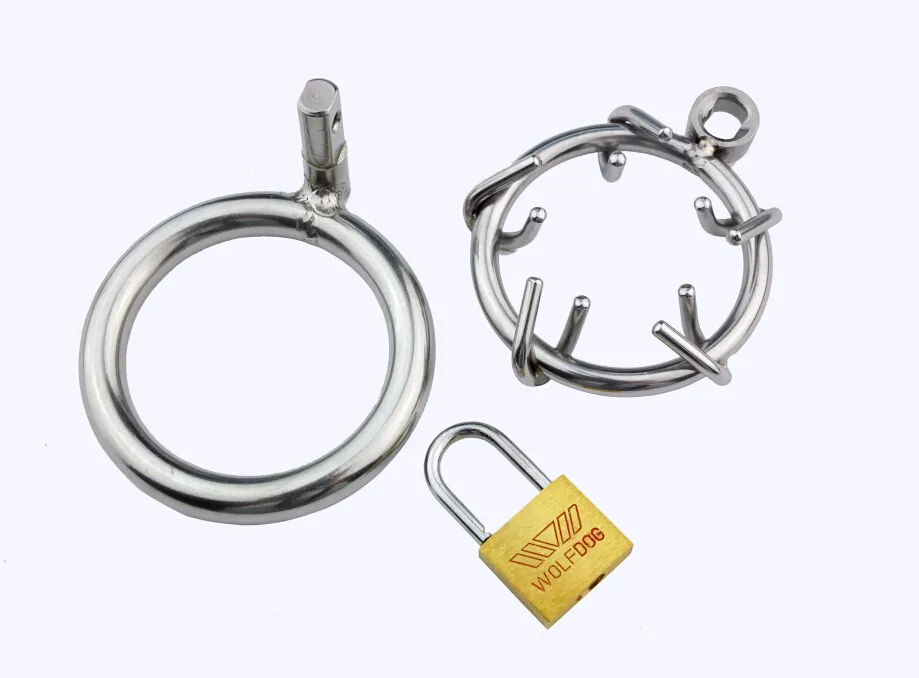 Doctor Mona Lisa - The Male Stainless Steel Cage New Hot-Selling Briery Belt Device Metal Locking Kit Crown of Thorns Bondage Toys9355675