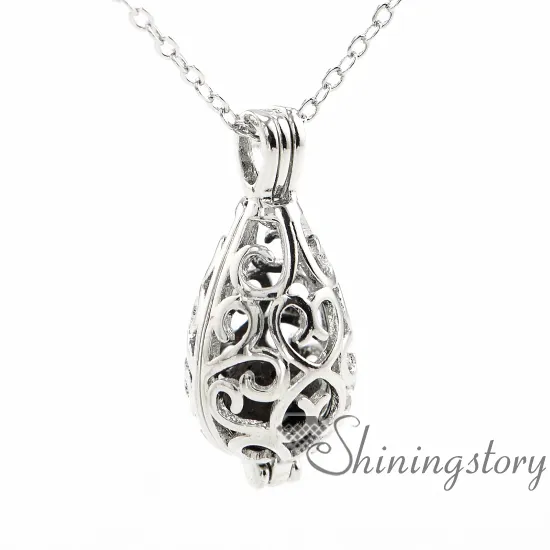 teardrop openwork essential oil necklace diffuser necklace wholesale perfume necklace aromatherapy jewelry diffusers metal volcanic stone