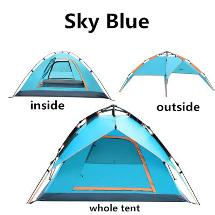 Camping SheltersTent Opening Hydraulic Automatic Tent Camping Shelters Waterproof Sunny Double-deck Protective Outdoors Tents for 3-4 Person