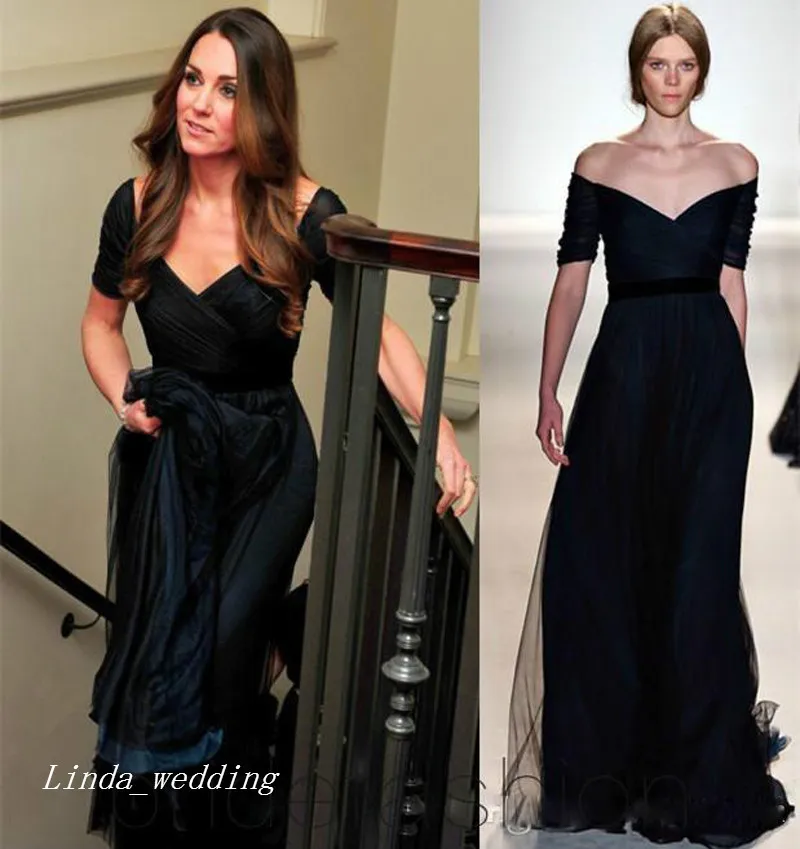 princess polly baby blue dress Jenny Packham Kate Middleton Navy Blue Evening Dress Short Sleeve Long  Backless Formal Prom Party Gown