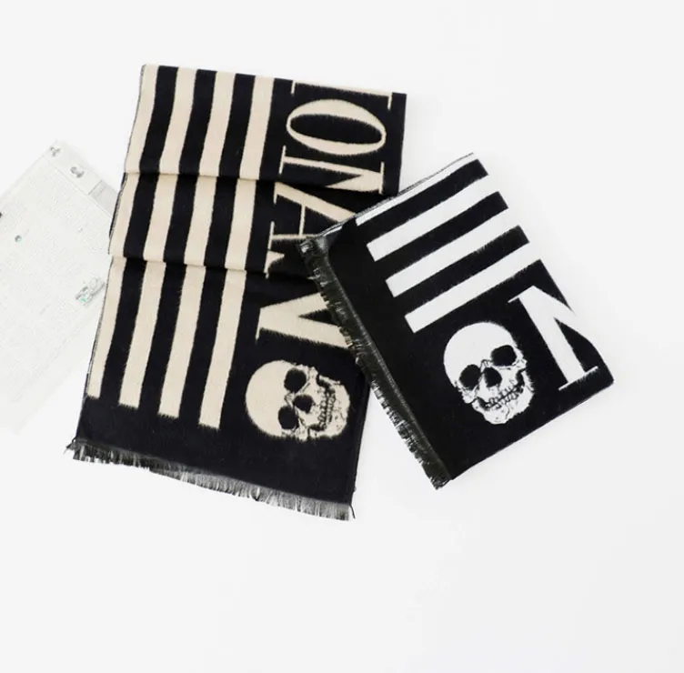 Men Scarf Letteres And Skull Scarves Men Shawls Fashion Designer Wrap Men Casual Oversized Mufflers Cashmere