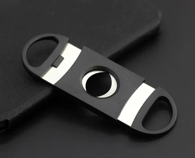 Pocket Plastic Stainless Steel Double Blades Cigar Cutter Knife Scissors Tobacco Black New whole1152288