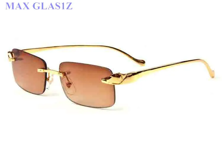 Neue Modesport -Sonnenbrille für Frauen Herren Gafas Full Randless Black Clear Objektiv mit Leopard Gold Metal Legs Buffalo Horn Brille 6509897