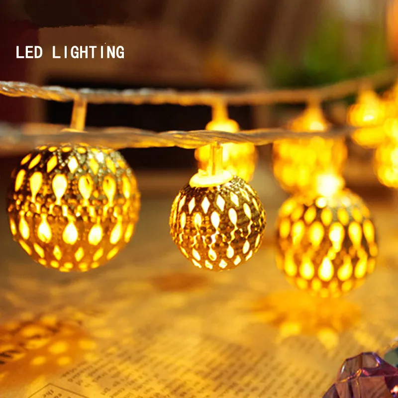 Luz de natal Luz Do Feriado Marroquino bola LED Strip 20 Lâmpadas Bolas / Set LEVOU Cordas Para Festa de Casamento Luzes de Fada Decoração de natal