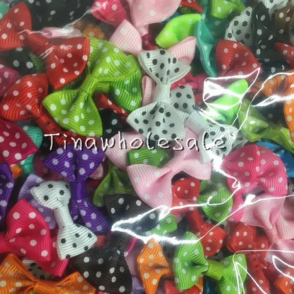 3.5*2.5cm Dots Mini Fashion Boutique Ribbon Bow For Hair Hairpin headband accessories special offer can't choose color 