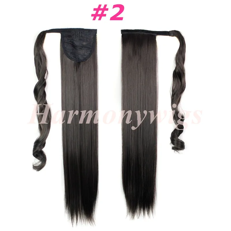 Clip Hair Ponytails Syntetiska dragningar Ponny Tails Straight Hair Pieces 24inch 120g Hårförlängningar Kvinnor Mode