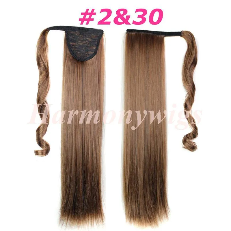 Clip Hair Ponytails Syntetiska dragningar Ponny Tails Straight Hair Pieces 24inch 120g Hårförlängningar Kvinnor Mode