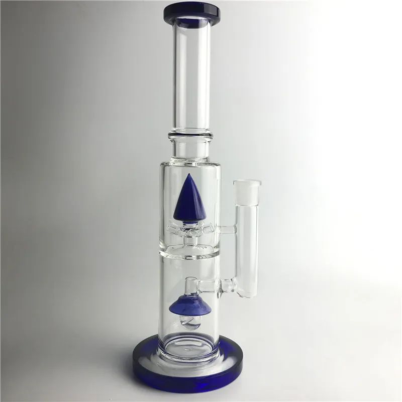 New 18mm Bong Glass Water Pipes with 14.5 Inch Female Blue Light Rocket Thick Recycler Heady Beaker Bongs for Glass Water Smoking