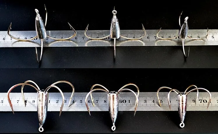 Hot 5PCS treble hooks fourfold hooks 3/4Paws Hooks Lead sinker Anchor fish tool Big fish hook High quality! YQHW