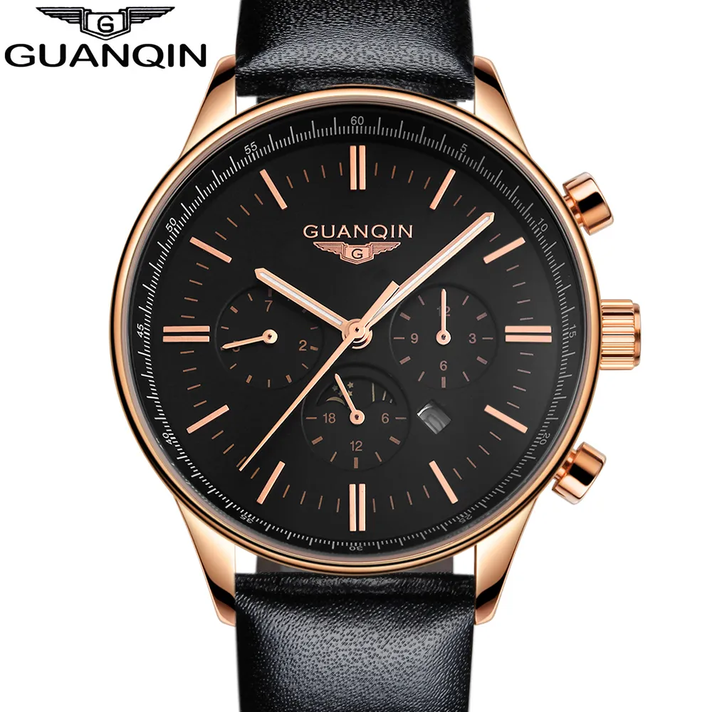 Klockor Män Luxury Top Märke Guanqin Ny mode Mäns Big Dial Designer Quartz Watch Male Armbandsur Relogio Masculino Relojes