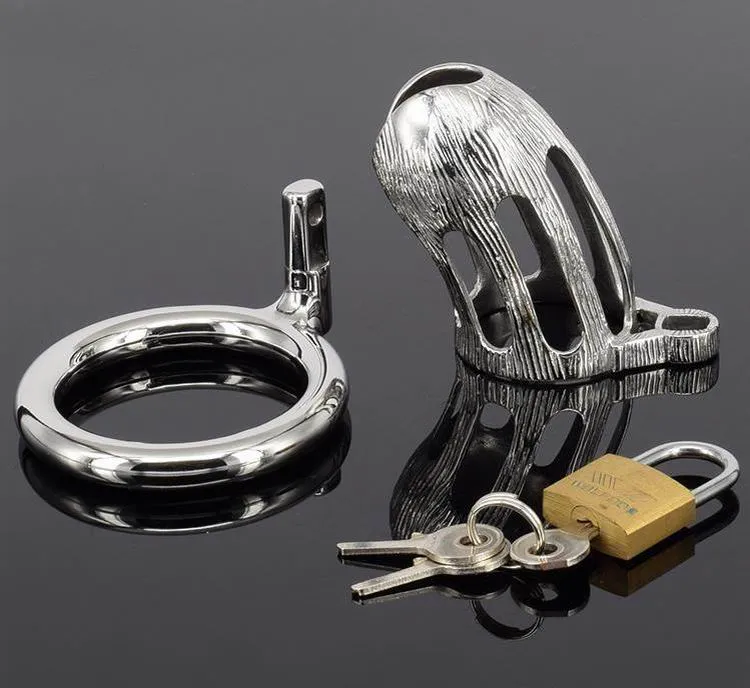 Najnowszy projekt mały mężczyzna klatka dla kogutów, urządzenie Chastity Bondage ze stali nierdzewnej, metalowe Peins zamek pierścieniowy pas cnoty zabawki dla dorosłych Sex produkty