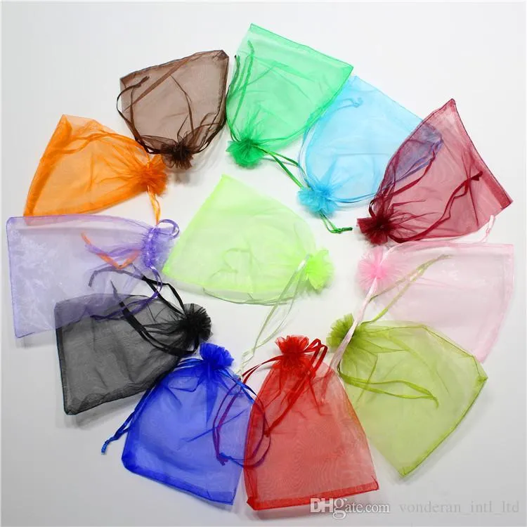 Sacos de presente de 10*15cm Bolsas de tração de organza Pacote de jóias de doces de atacado Muliti Color