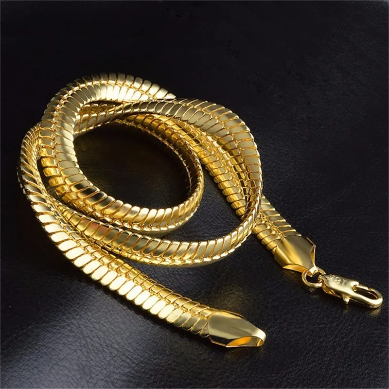 Yhamni Gold Color Necklace Men المجوهرات بالكامل العصرية الجديدة 9 مم وعرضها سلسلة قلادة الذهب المجوهرات NX192221F