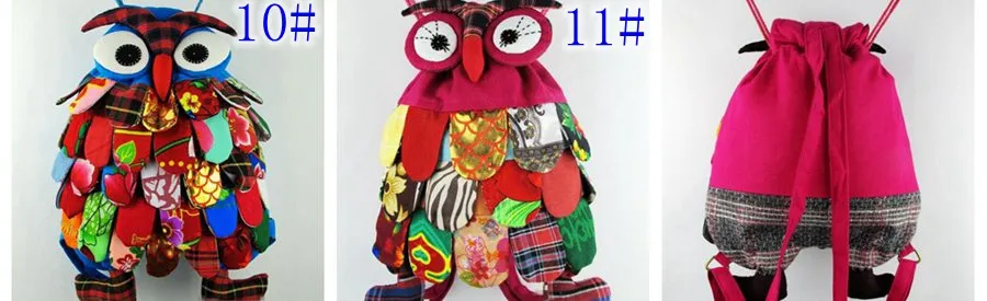 Style ethnique coloré Coton style OWl Sacs colorés Sacs vintage modernes pour bébés Sacs d'école Caractéristiques chinoises 11 modèles W * H: 25 * 30CM