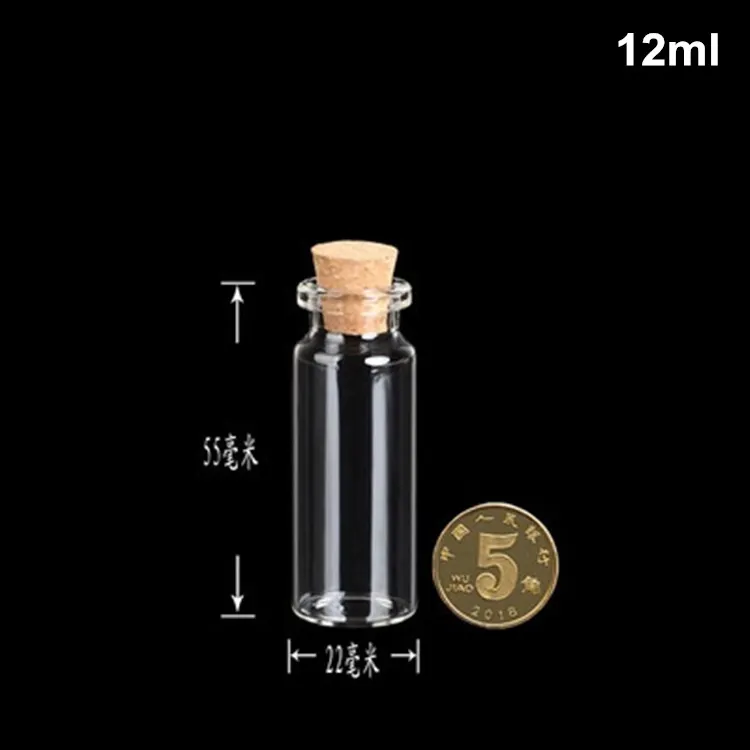 22 * 55 мм 12 мл популярная мода 100 шт. симпатичный мини-прозрачный пробковый затвор стеклянные бутылки флаконы банки контейнеры маленькие бутылки