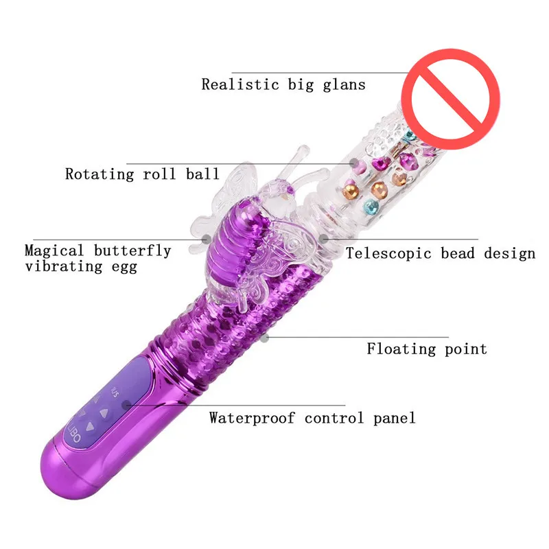 Ładunek USB Butterfly TELescopic Rotating Pead Rods 36frequency G Vibrator Dildo Clit Clit Stymulator Massager Toy dla kobiet9370291