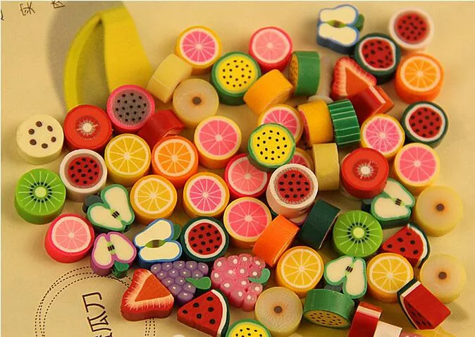 Mixed Color Polymer Clay DIY Fruit Slice Beads 10mm Resin Beads Round Beads For Making Bracelet & Necklace