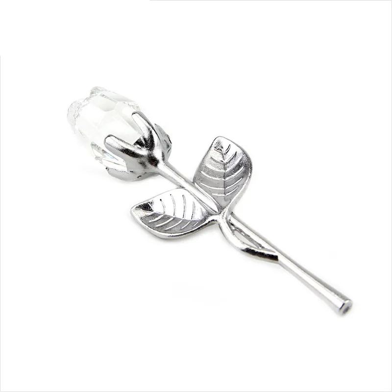 Elegant Transparent / Rood Lange Stammed Crystal Glass Rose Kunstbloemen Gift Baby Douche Bruiloft Gunsten en Geschenken Doos Verpakking ZA1189