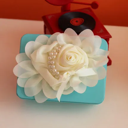 Wedding Favor Box Blue with big Ivory Flower Decorations Candy Boxes Nostalgic Boxes 2016 New Beautiful Wedding Favors