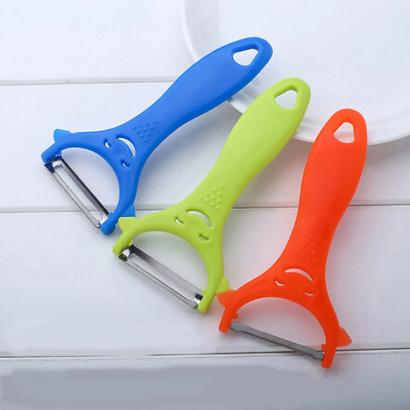 Plastic peeler melon fruits and vegetables planing multifunction kitchen creative smiley face peeler cut fruit knife