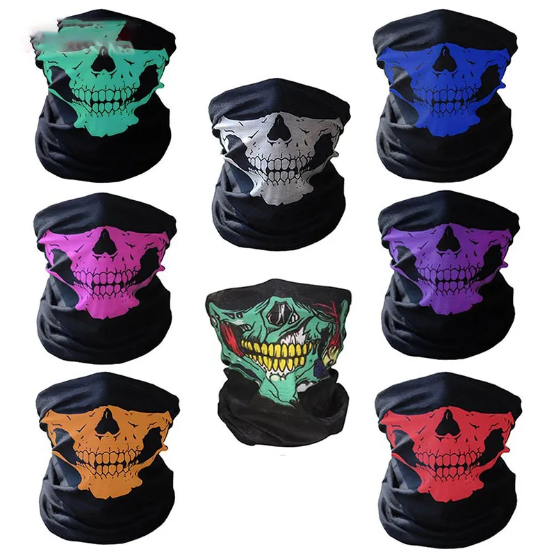 Nuevo Skull Face Mask Deportes al aire libre Ski Bike Motocicleta Bufandas Bandana Neck Snood Fiesta de Halloween Cosplay Máscaras faciales completas WX9-65